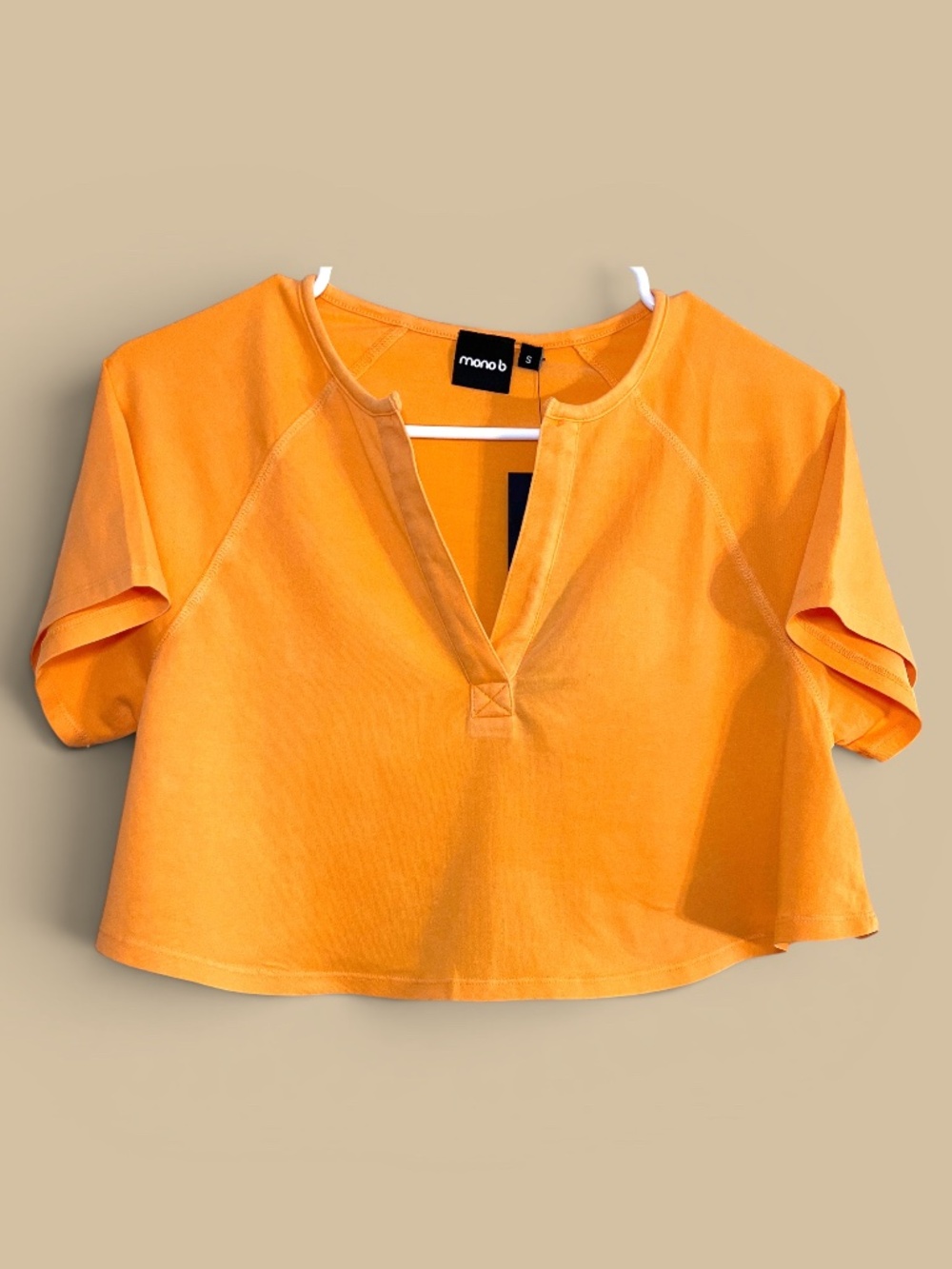 Mono B Boxy Tangerine Orange Supima Cotton Cropped Tee Size Small NWT